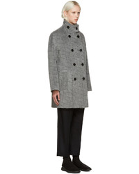 Женское серое пальто из мохера в горизонтальную полоску от Kenzo