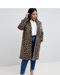 Женское серое пальто с леопардовым принтом от Asos Curve