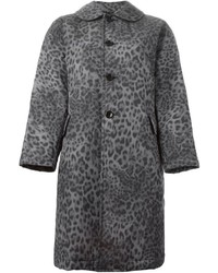 Женское серое пальто с леопардовым принтом от Comme des Garcons