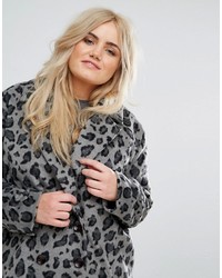 Женское серое пальто с леопардовым принтом от Alice & You