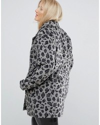 Женское серое пальто с леопардовым принтом от Alice & You