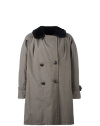 Серое пальто с меховым воротником от Yves Saint Laurent Vintage