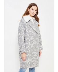 Женское серое пальто с принтом от Soeasy
