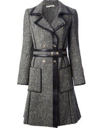Женское серое пальто с узором "в ёлочку" от Balenciaga