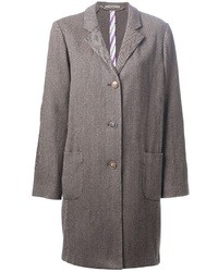 Женское серое пальто с узором "в ёлочку" от Boglioli