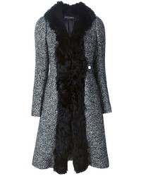 Женское серое пальто с узором "в ёлочку" от Dolce & Gabbana