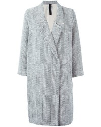 Женское серое пальто с узором "в ёлочку" от Forte Forte