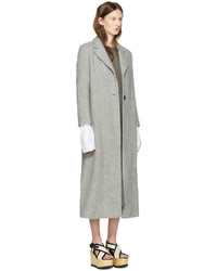 Женское серое пальто с узором "в ёлочку" от Isabel Marant
