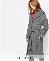 Женское серое пальто с узором "в ёлочку" от Helene Berman