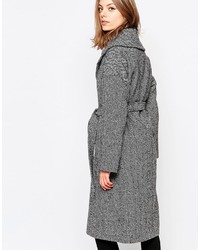 Женское серое пальто с узором "в ёлочку" от Helene Berman