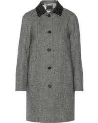 Женское серое пальто с узором "в ёлочку" от J.Crew