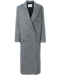 Женское серое пальто с узором "в ёлочку" от Lanvin