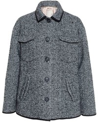 Женское серое пальто с узором "в ёлочку" от No.21