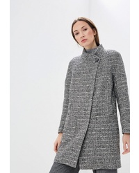 Женское серое пальто с узором "в ёлочку" от Paradox