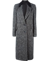 Женское серое пальто с узором "в ёлочку" от Tagliatore