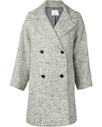 Женское серое пальто с узором "в ёлочку" от Vince