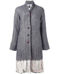 Женское серое пальто с узором "в ёлочку"