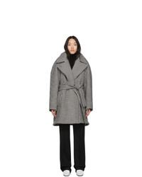 Женское серое пальто с узором "гусиные лапки" от Balenciaga