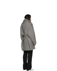 Женское серое пальто с узором "гусиные лапки" от Balenciaga