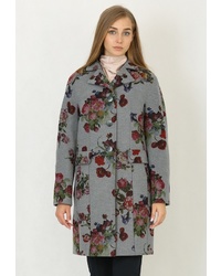 Женское серое пальто с цветочным принтом от Trifo