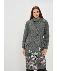 Женское серое пальто с цветочным принтом от Yukostyle