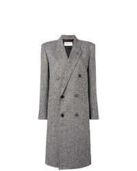 Женское серое пальто от Saint Laurent