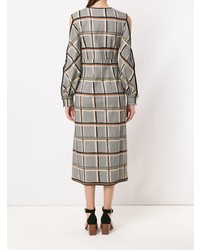 Серое платье-миди в клетку от Framed