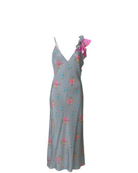 Серое платье-миди с цветочным принтом от Natasha Zinko
