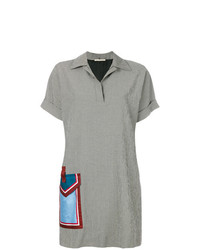 Серое платье-рубашка в мелкую клетку от Marco De Vincenzo