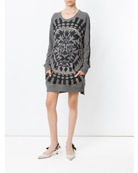 Серое платье-свитер с принтом от Andrea Bogosian