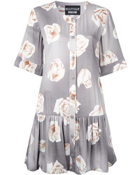 Серое повседневное платье с цветочным принтом от Moschino