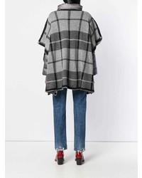 Серое пончо в шотландскую клетку от Woolrich