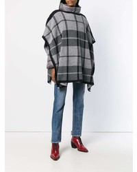 Серое пончо в шотландскую клетку от Woolrich