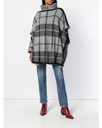 Серое пончо в шотландскую клетку от Woolrich