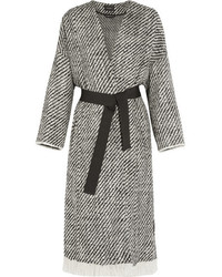 Женское серое твидовое пальто c бахромой от Isabel Marant