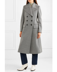 Женское серое твидовое пальто с узором "в ёлочку" от Burberry