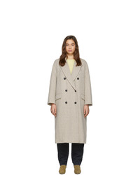 Женское серое твидовое пальто с узором "в ёлочку" от Isabel Marant Etoile
