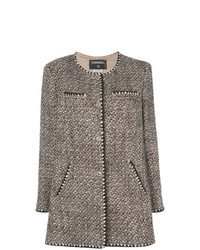 Женское серое твидовое пальто от Chanel Vintage