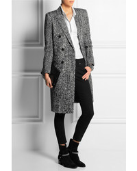 Женское серое твидовое пальто от Saint Laurent