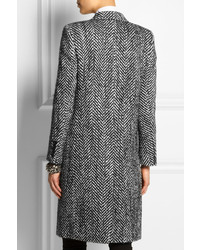 Женское серое твидовое пальто от Saint Laurent