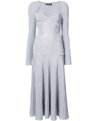 Серое шерстяное вязаное платье от Alexander McQueen