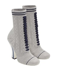 Серые ботильоны из плотной ткани от Fendi