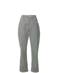 Женские серые брюки-галифе в вертикальную полоску от Off-White