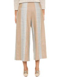 Серые брюки-кюлоты в вертикальную полоску от Tibi