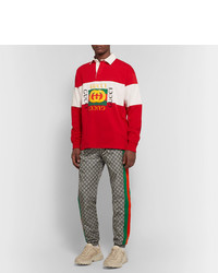 Серые брюки чинос с принтом от Gucci