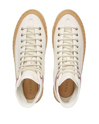 Мужские серые высокие кеды из плотной ткани от Gucci