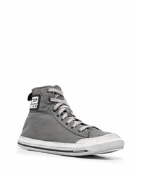 Мужские серые высокие кеды из плотной ткани от Diesel