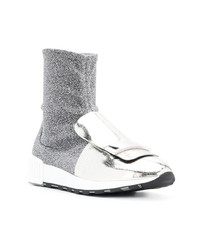 Женские серые высокие кеды из плотной ткани от Sergio Rossi