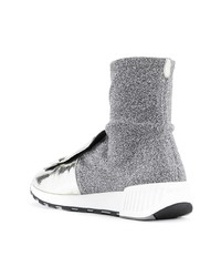 Женские серые высокие кеды из плотной ткани от Sergio Rossi