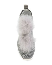 Женские серые высокие кеды из плотной ткани от Jimmy Choo